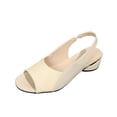 thumbnail image 2 of Fankiway Women's Peep Toe Block Heel Sandals Color Blocked Comfortable Plus Size Spring Summer Fashionable Versatile Casual Beige 7, 2 of 9