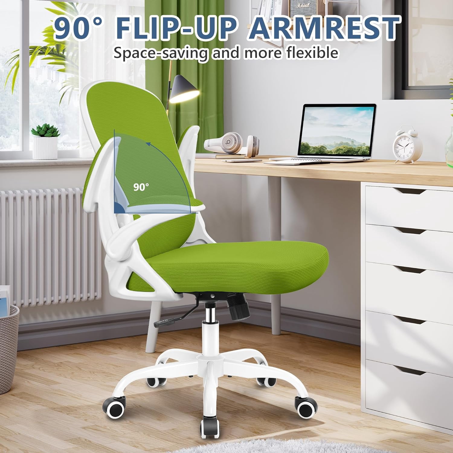 Office Chair, Ergonomic Desk Chair with Adjustable Height and Lumbar Support Swivel Desk Computer Chair with Flip up Armrests for Conference Room, Drak Gray