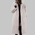 thumbnail image 2 of Womens Winter Warm Lapel Fuzzy Coat Jacket Overcoat Spliced Mid Length Coat Suit Collar Women's Fur Fur Jackets Coats L, 2 of 4