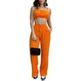 thumbnail image 3 of Liacowi Women's 2 Piece Casual Outfits Sleeveless Spaghetti Strap Cropped Cami Top + Pleated Pants Loungewear, 3 of 9