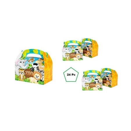 (24) ZOO ANIMAL Birthday Party Treat Boxes ~ 6.25'' Favor Box ~ Schools Camps Fundraisers Fairs ~ New, 24 Colorful ZOO ANIMALTreat Boxes By