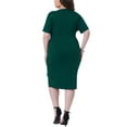 thumbnail image 3 of Agnes Orinda Women's Plus Size Dresses V Neck Short Sleeve Tulip Hem Ruched Wrap Midi Cocktail Dress with Belt 4X Dark Green, 3 of 6