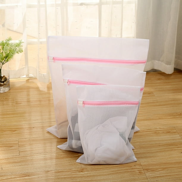 Mesh Laundry Bag Set of 5, White Delicate Durable Polyester Wash