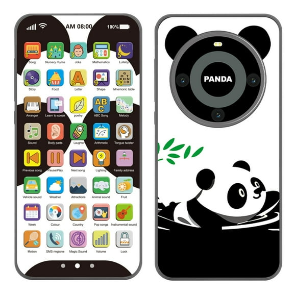 Shipiny Rechargeable Touchscreen Educational Phone Toy, Multifunctional Early Learning Design, Realistic Simulation Prop, Interactive Sound & Light Effect, Early Education Play Toy, Black