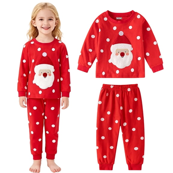 Tumao Christmas Pyjamas Set Santa Claus Pajamas Winter Sleepwear Unisex Long Sleeve 2 Piece Nightwear Outfit Clothes