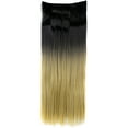 thumbnail image 2 of SAYFUT 26" Straight 3/4 Full Head Synthetic Hair Extensions Clip in Hairpieces 5 Clips 125g Natural Black To Sandy Blonde, 2 of 5