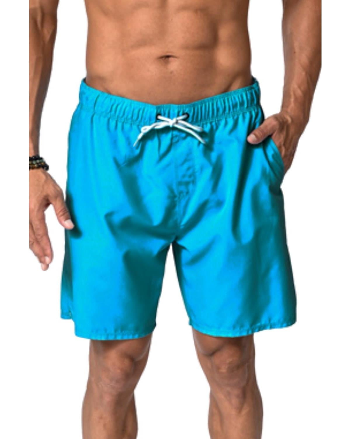 Mens Swimming Trunks Elastic Swimwear Shorts, Blue, Size XL, US