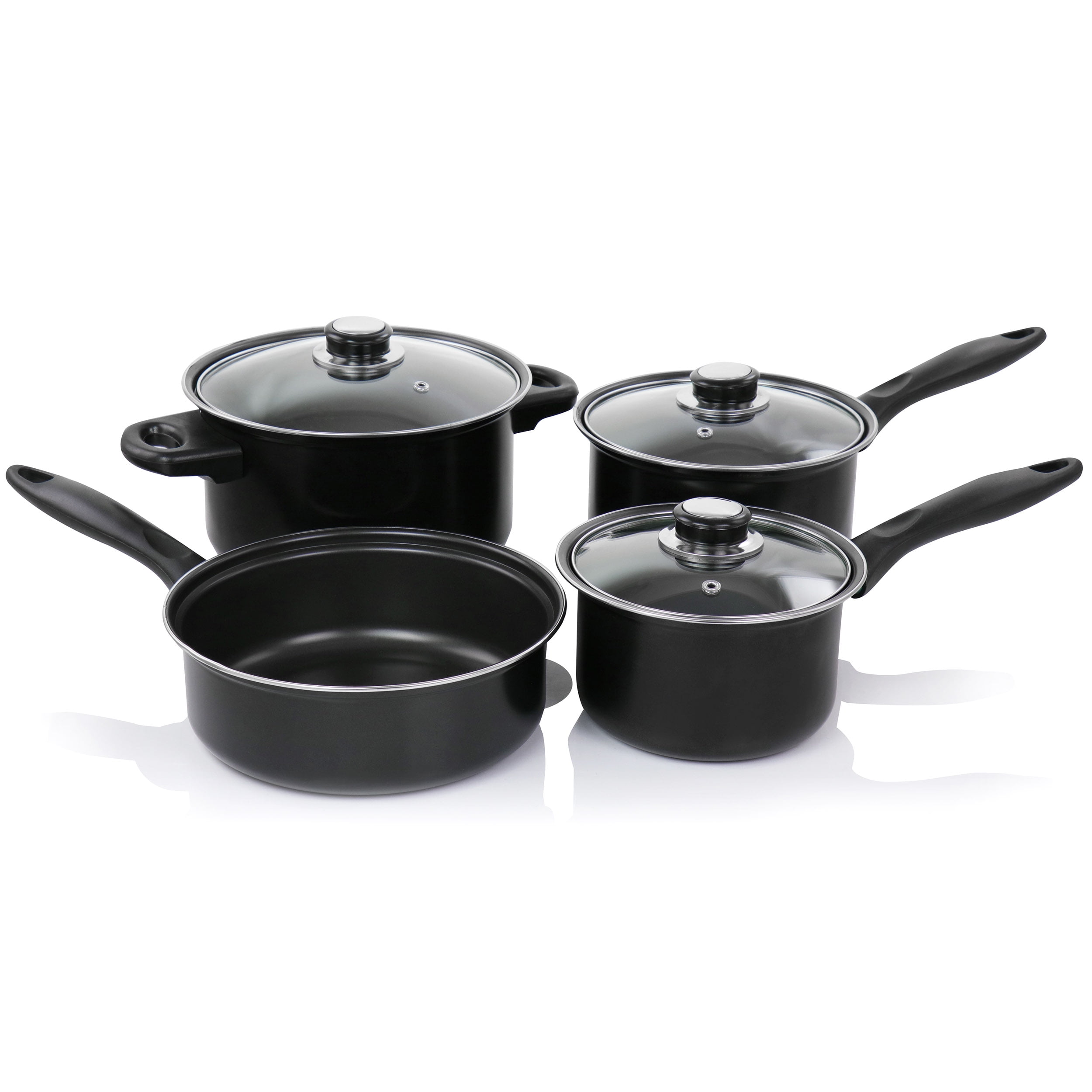 Lexi Home 7-Piece Carbon Steel Nonstick Cookware Set - Black