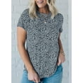 thumbnail image 4 of Aleumdr Plus Size T-Shirts Tops for Women Summer Vintage Polka Dot Print Fashion Basic Tee Gray 5XL, 4 of 7