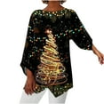 thumbnail image 2 of Meichang Hauts d'Automne pour Femmes Grande Taille T-Shirts Graphiques Pailletés Arbre de Noël Légers à Manches Longues Col Ras du Cou Chandail de Noël Hauts des Fêtes, 2 of 5