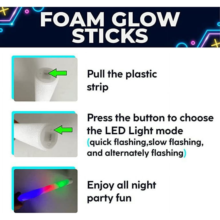 Toysery Glow In The Dark Party Supplies - 140 Pieces Light Up Glasses, Foam  Light Sticks and Neon Glow Sticks LED Light Up Party Favors and Accessories  