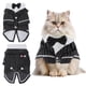 thumbnail image 1 of Ropa para gatos Unique Bargains Conjunto de esmoquin elegante para gato con corbata rayas negras Atuendos para bodas y fiestas de cumpleaños pequeños, 1 of 6