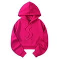 thumbnail image 5 of Womens Crop Hoodies Pullover Casual With Pockets Drawstring Spring Summer Fall Fall Clothes Tops Hooded Sweatshirts Hot Pink S, 5 of 5