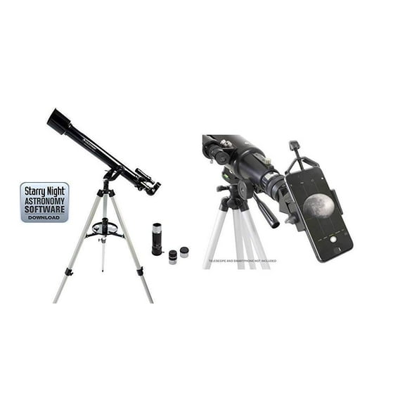 Telescopio Celestron 21041 PowerSeeker AZ de 60 mm con adaptador para smartphone