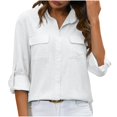 thumbnail image 5 of qolati Womens Button Down Shirt 2024 Casual Long Sleeves Cotton Linen Blouse Loose fit Classic Collared Business Work Dressy Tops with Pockets, 5 of 5
