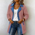 thumbnail image 6 of Denim Patchwork Jackets for Women Corduroy Shacket Shirts Long Sleeve Button Down Knit Blazer Denim Trimmed Sweater Jacket Casual Collared Workout Fall Fashion Outfits, 6 of 9