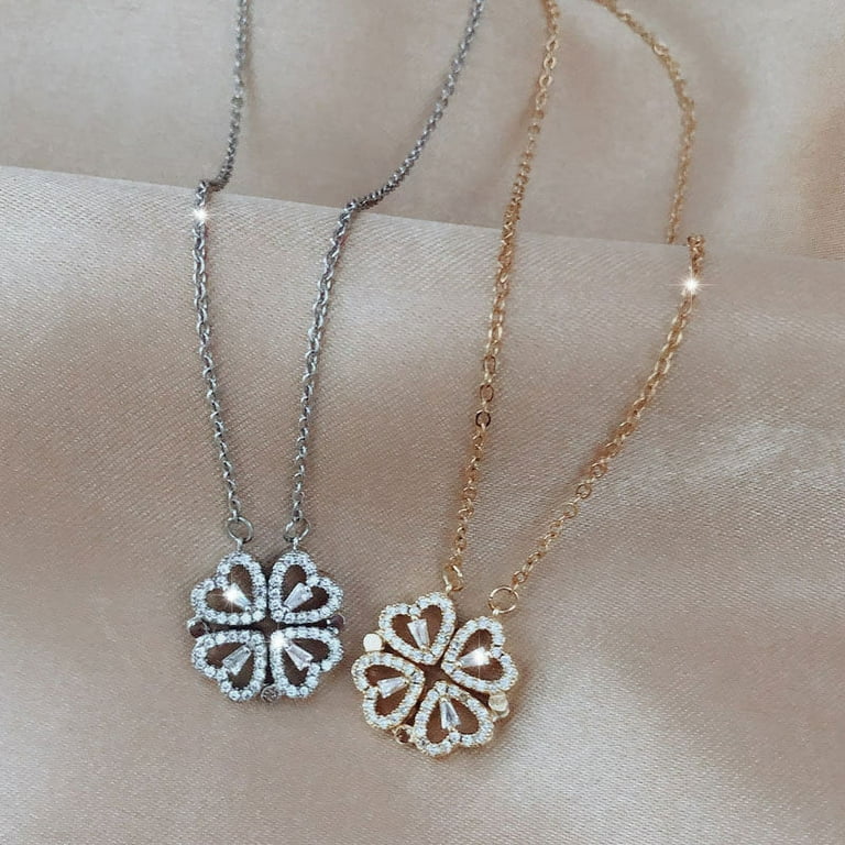 Black Onyx Long Chain Alhambra Clover Necklace For Girls,Teens & Women MD_2153_BK | Shining Jewel