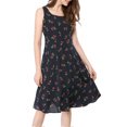 thumbnail image 4 of Allegra K Women's Sleeveless Vintage Cherry Print A-line Midi Dress, 4 of 6