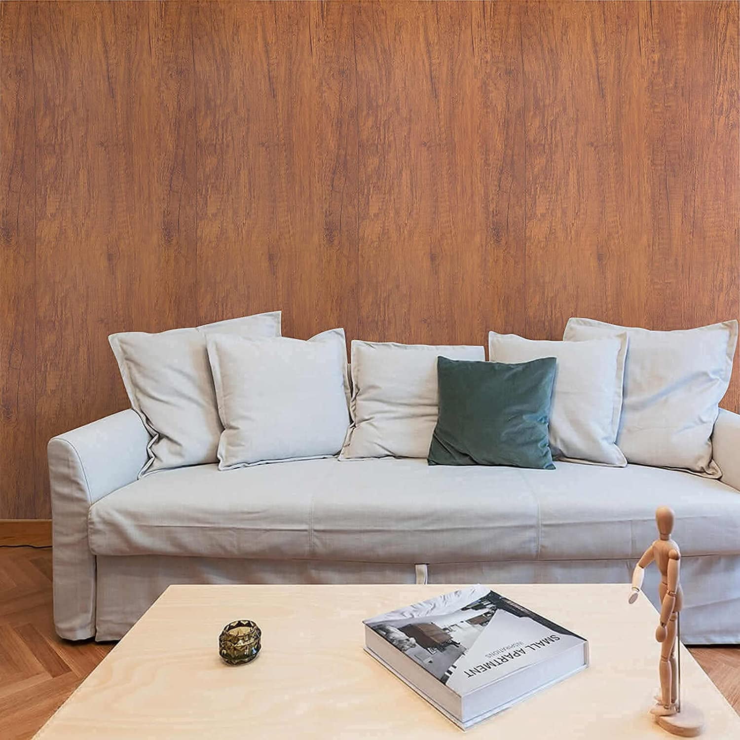 Wood Wallpaper Wood Grain Peel and Stick Wallpaper 17.7" x 118" Brown Self-Adhesive Wood Contact Paper for Kitchen Living Room Home Decoration