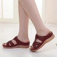 thumbnail image 4 of Sandalias de cuña para mujer, sandalias de plataforma sin cordones de verano, cómodas sandalias de cuero tipo mula para caminar., 4 of 4