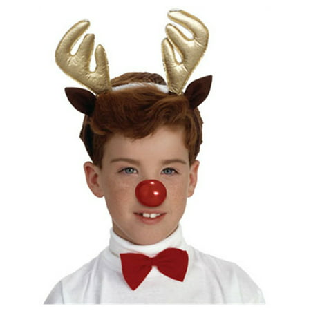Christmas Reindeer Costume Antlers Nose and Bow Tie