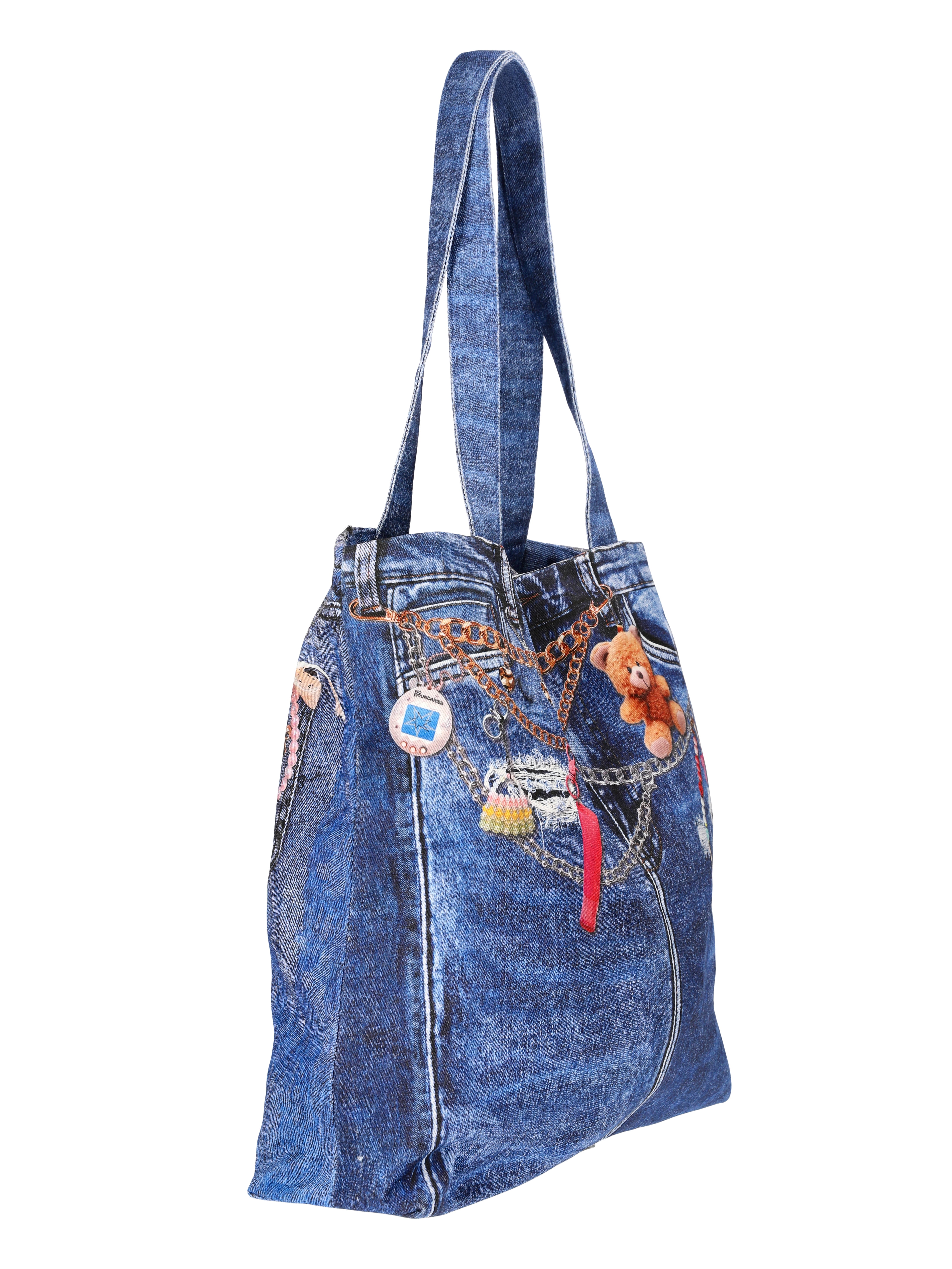 No Boundaries Photoreal Denim Fashion Tote Bag, Women's