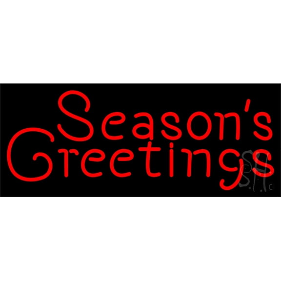 Seasons Greetings LED Neon Sign 10 x 24 - inches, Clear Edge Cut Acrylic Backing, with Dimmer - Bright and Premium built indoor LED Neon Sign for special occasion decor.