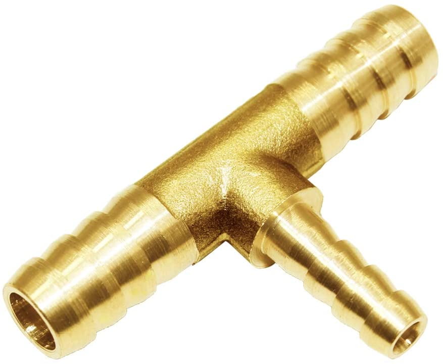 Joytube Barb Reducer 3 8 X 1 4 X 3 8 Id Hose Reducing Tee 3 Way Union Brass Fitting Intersection Split Brass Water Fuel Air Walmart Com