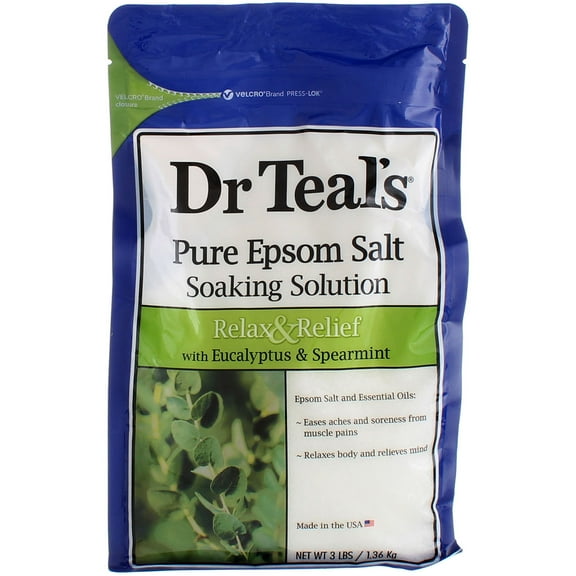 Dr Teal's Pure Epsom Salt Soaking Solution, Eucalyptus & Spearmint, 3 lbs (2 pack) (Bundle)