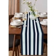 thumbnail image 4 of Aqua Navy Blue Striped Table Runner Cotton Linen 90 Inch Holiday Dresser Scarves, Modern Abstract Lines Geometric Tablerunner for Kitchen Coffee Dining Bedroom Dinner Scarf Décor 13''x90'', 4 of 9