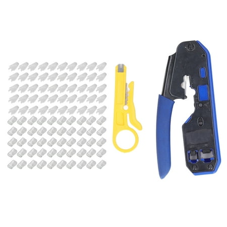 

2024 Crimping Tool Kit High Carbon Steel Blade Multifunctional Cable Maintenance Tool with 50PCS RJ Connectors and Cover