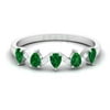 0.75 CT Pear Cut Emerald and Diamond Half Eternity Ring for Women, 14K White Gold, US 8.50