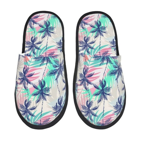 

Pofeuu Palm Leaves Print EVA Fuzzy House super light Slippers Slippers Scuff Outdoor Indoor Warm Cozy Plush Bedroom Shoes Soft Flat Comfy Anti-Slip-Medium