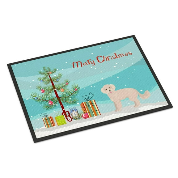 Carolines Treasures CK3854JMAT Maltipoo Christmas Tree Door Mat Indoor Rug or Outdoor Welcome Mat 24x36 Doormat 36"L x