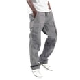 thumbnail image 1 of Pantalones cargo informales para hombre: múltiples bolsillos tejidos, color liso, estilo urbano, 1 of 7