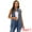 Blue, variant on Women's Button Down Sleeveless Pockets Mid-Long Denim Vest XL Black