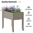 thumbnail image 3 of Raised Garden Bed - Outdoor Elevated Planter with Weatherproof Resin, Effective Drainage & 4 Swivel Wheels for Backyard, Patio and Balcony, Grey, 3 of 7
