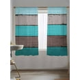 thumbnail image 5 of Teal Gray Wood Grain Sheer Curtains 63 inches Long, Countryside Stripe Gradient Art Light Filtering Sheer Window Curtains Rod Pocket Voile Drapes for Bedroom Living Room, 52"W x 63"L 2 Panels, 5 of 7