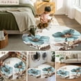 thumbnail image 6 of 7ft Round Rug, Vintage Flowers Non-Skid Rubber Backing Large Area Rugs - Living Room Bedroom Home Office, Teal Blue Floral Nature Butterfly Indoor Floor Mat Carpets Washable Rug, 6 of 9