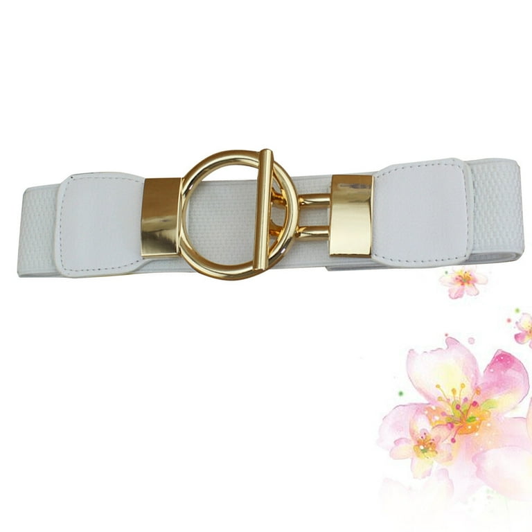 Round Belts For Women Girls Korean Style Vintage Metal PU Button Decoration Wide Waist Belt Leisure Dress Jeans Accessory