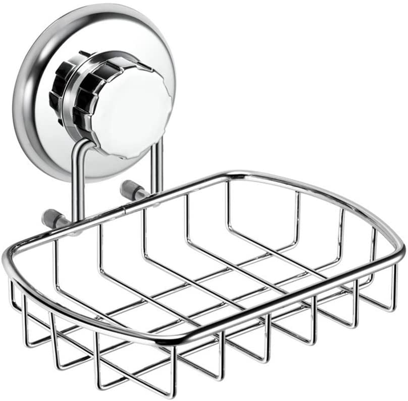 VACUUM Powerful Suction Cup Soap Dish Holder Stainless Steel for Bathroom 