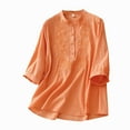 thumbnail image 2 of Chemises pour Femmes, Chemises à Manches 3/4 pour Femmes, Chemise Ample à Col Rond Imprimée pour Femmes avec Haut à Manches Trois Quarts, 2 of 5
