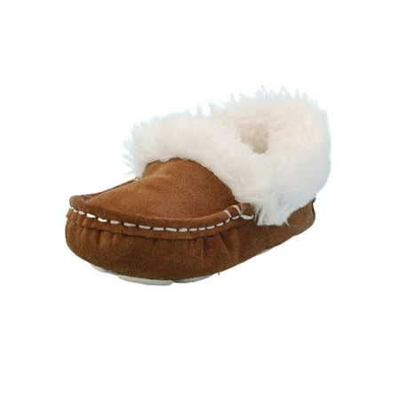 

Gomelly Unisex Child Home Shoes Casual Slip On Moccasin Slippers Walking Plush Lined Winter Warm Shoes for Boy Brown 6.5C