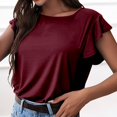 thumbnail image 4 of QASIEATN Women's Trendy Essentials Clothing: Graceful Casual Sleeve T Shirt Neck Loose Fit Solid Color Summer Top Fall Fashion Outfits for Women, 4 of 4