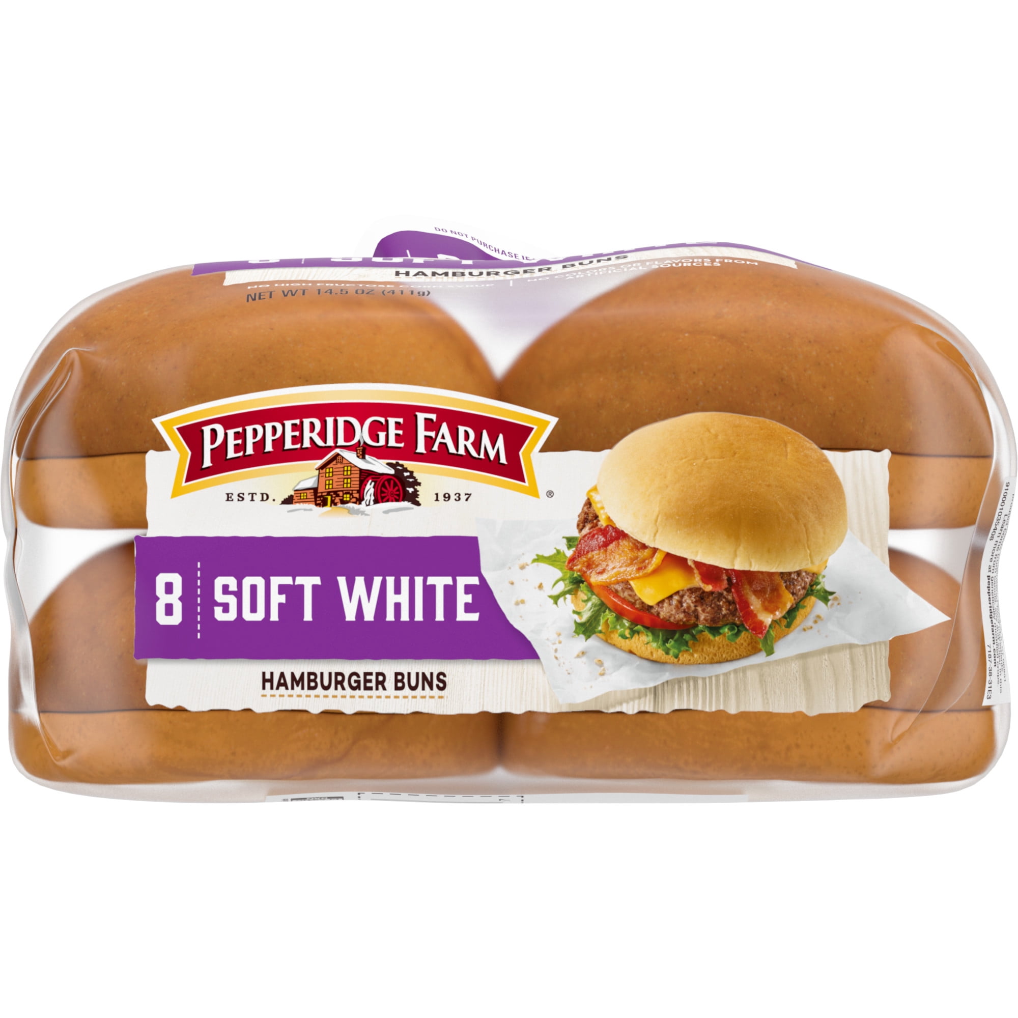 Pepperidge Farm Soft White Hamburger Buns, 8-Pack Bag