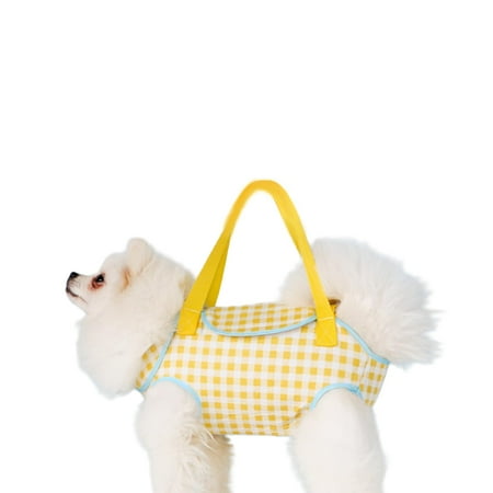 Harikaji Pet Bag Carrier Sling Cat Carrier  Hands Free Shoulder Crossbody Dog Carrier Pouch  Cat Sling Carrier Outdoor Travel Yellow Grid S