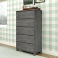 thumbnail image 2 of Max & Lily Dresser, 5 Storage Drawers Farmhouse Solid Wood Bedroom Dressers, Driftwood, 2 of 10