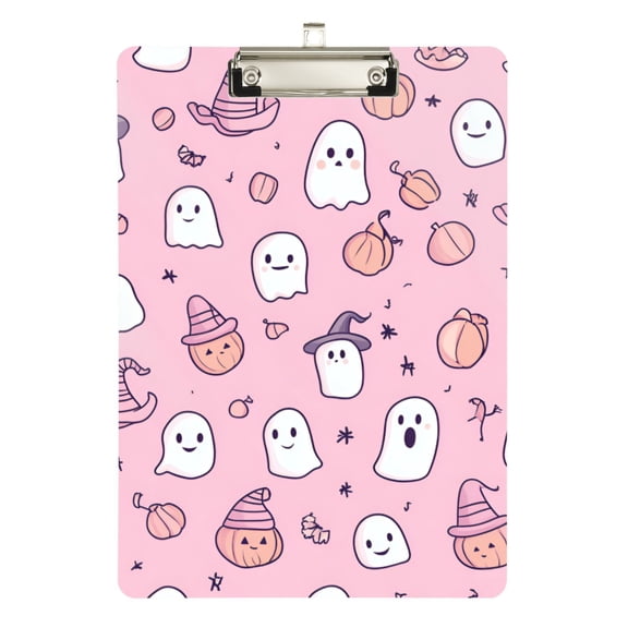 FORMRS Acrylic Clipboard with Low Profile Clip Standard A4 Letter Size, 12.5" x 9", Pink Halloween