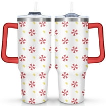 Christmas Mug Cup 40 Oz Tumbler with Handle and Straw, Double Wall Vacuum Large Reusable Stainless Steel Water Bottle Leak Proof Insulated Travel Mug Iced Coffee Cup Gift for Family Freiends