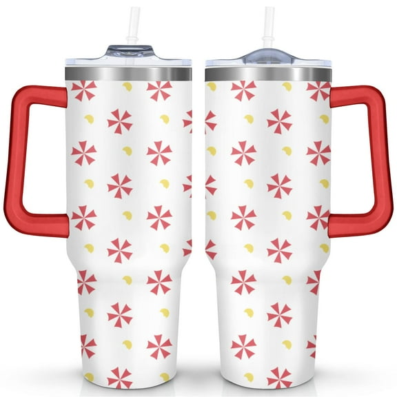 Christmas Mug Cup 40 Oz Tumbler with Handle and Straw, Double Wall Vacuum Large Reusable Stainless Steel Water Bottle Leak Proof Insulated Travel Mug Iced Coffee Cup Gift for Family Freiends